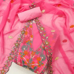 KALINI Floral Embroidered Unstitched Dress Material image 4