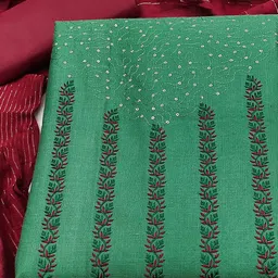 KALINI Floral Embroidered Sequinned Unstitched Dress Material image 3