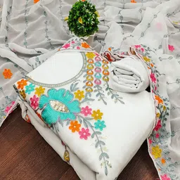 Lilots Floral Embroidered Unstitched Dress Material image 3