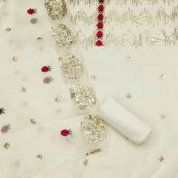 Panzora Geometric Embroidered Sequinned Unstitched Dress Material image 3