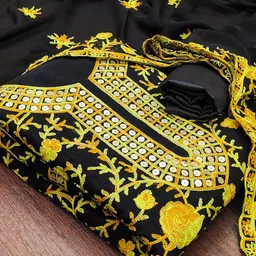 KIMISHA Embroidered Unstitched Dress Material image 4