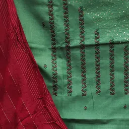 KALINI Floral Embroidered Sequinned Unstitched Dress Material image 4