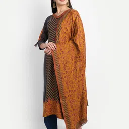 HK colours of fashion Mustard & Blue Woven Design Viscose Rayon Unstitched Dress Material-image-44