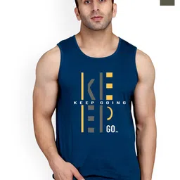 SLOWLORIS Pack Of 2 Cotton Bio-Washed Gym Vests -  SL26 ( PEACOCK KEEP ) ( OLIVE NVR )-picture-19