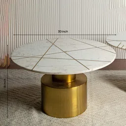 logam Blake Marble Nesting Coffee Table Set In White & Gold Finish image 2