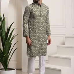 SOJANYA Abstract Printed Pure Cotton Kurta with Churidar image 4