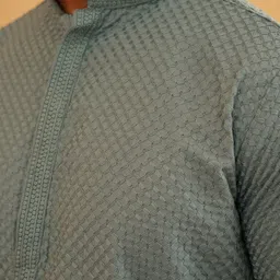 SOJANYA  Checked Embroidered Pure Cotton Kurta with Churidar image 3