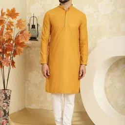 SOJANYA Ethnic Motifs Embroidered Sequinned Pure Cotton Kurta with Churidar-picture-28