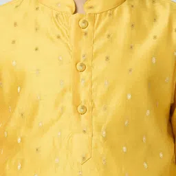 sangria YK Boys Ethnic Motifs Woven Design Mandarin Collar Chanderi Cotton Kurta With Trouser image 4