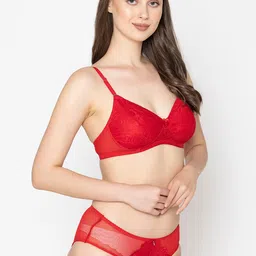 B'ZAR Self-Design Lightly Padded Bra With Mid-Rise Briefs image 2