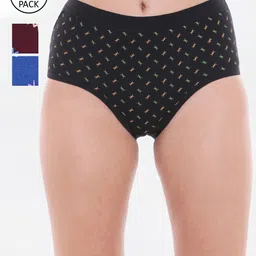 Bodycare Women Pack of 3 Multicolored Printed Hipster Briefs image 1