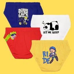 NUSYL Boys Pack Of 4 Printed Pure Cotton Basic Briefs image 1