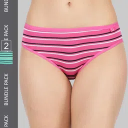 Dollar Missy Pack of 2 Women Striped Inner Elasticated Hipster Panty MMBB-131T-R3-LY3-PO2 image 1