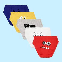 NUSYL Boys Pack Of 5 Graphic Printed Pure Cotton Basic Briefs image 1