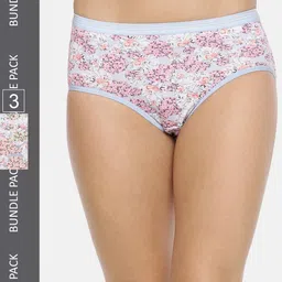 RedRose Women Plus Size Pack Of 3 Printed Cotton Hipster Briefs Deepa Multi image 1