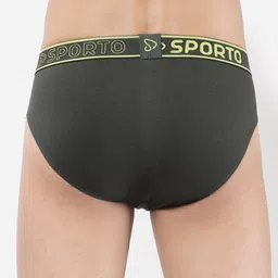 SPORTO Men Pack Of 2 Maroon & Olive Solid Cotton Briefs image 3