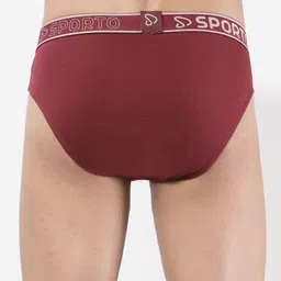 SPORTO Men Pack Of 2 Maroon & Olive Solid Cotton Briefs image 2