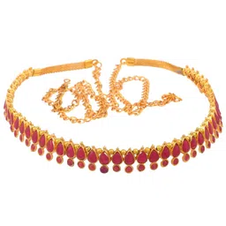 Sanjog Women Gold-Toned & Pink Kundan Studded Kamarband-image-28