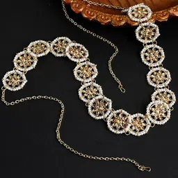 KARATCART Gold Plated Kundan Studded Kamarbandh-image-78