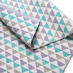 DEMOCRACY HOMES Lavender & White Geometric Pattern Reversible Pure Cotton Floor Runner image 2