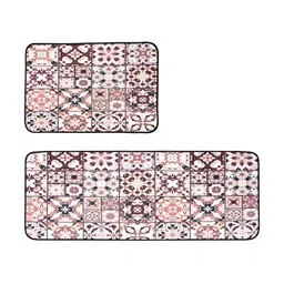 Kuber Industries 2 Pieces Brown Floral Pattern Rectangular Anti-Skid Kitchen Mats image 5