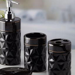 Kookee Black 4 pieces Abstract Ceramic Bath Accessories Set-picture-42