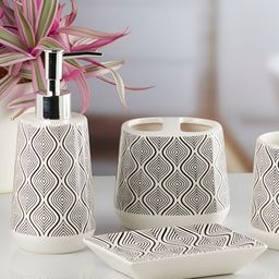 Kookee White 4 pieces Abstract Ceramic Bath Accessories Set-picture-45