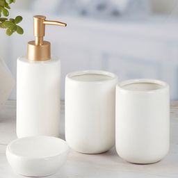 Kookee White 4 Pieces Glossy Ceramic Bath Accessories Set-picture-35