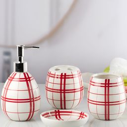 Kookee White 4 Pieces Abstract Ceramic Bath Accessories Set-picture-46