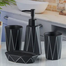 Kookee Black 4 Pcs Abstract Ceramic Bath Accessories Set image 1