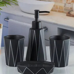Kookee Black 4 Pcs Abstract Ceramic Bath Accessories Set image 4