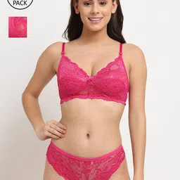 Friskers Pink Pack Of 2 Non Padded Lingerie Set-image-79