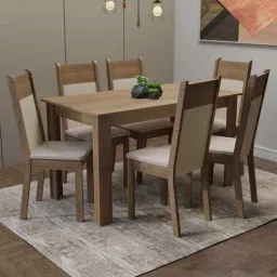 madesa Crystaline 4 Seater Dining Set With fully Cushioned Rectangular Table Top In Brown Colour With Black Chairs-picture-31