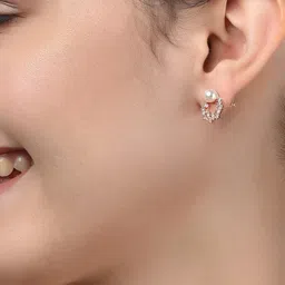 AMI Gold-Toned & Off White Set of 2 Contemporary Stud Earrings image 2