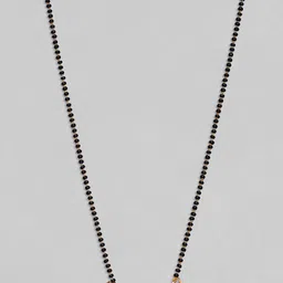 Rubans 24K Gold-Plated Stone-Studded & Beaded Mangalsutra With Earrings image 2