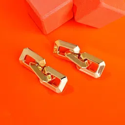 SOHI Gold-Plated Contemporary Drop Earrings image 1