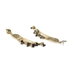Anouk Gold-Plated Black Peacock Shaped Drop Earrings image 3
