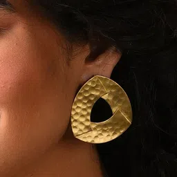 SOHI Gold-Plated Contemporary Drop Earrings image 1