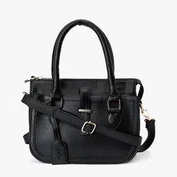 yelloe Black Structured Satchel Bag-picture-43