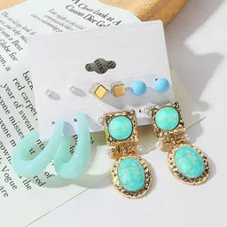 Yellow Chimes Multicoloured Contemporary Studs Earrings-picture-12