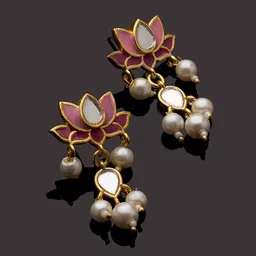 Voylla Gold-Plated Floral Drop Earrings-picture-38