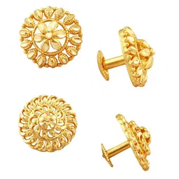 Vighnaharta Set Of 2 Gold-Plated Floral Studs Earrings-picture-38
