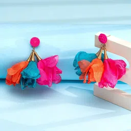 Yellow Chimes Multicoloured Contemporary Drop Earrings-image-4