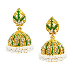 Shining Jewel - By Shivansh Gold Plated Contemporary Jhumkas Earrings-picture-40