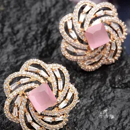 KARATCART Rose Gold Classic Rose Gold Plated Studs Earrings-picture-37