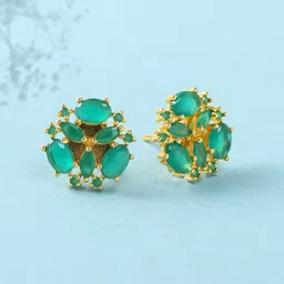 Voylla Green Gold-Plated Contemporary Studs Earrings-picture-13