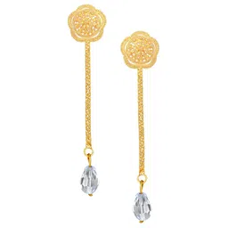 Vighnaharta Gold-Plated Floral Drop Earrings-picture-19