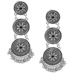 Shining Jewel - By Shivansh Antique Silver Plated Drop Earrings-picture-33