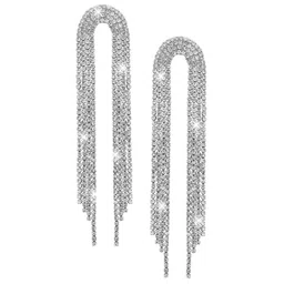 Shining Jewel - By Shivansh Silver-Plated Contemporary Drop Earrings-picture-24