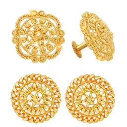 Vighnaharta Set Of 2 Gold-Plated Floral Studs Earrings-picture-34